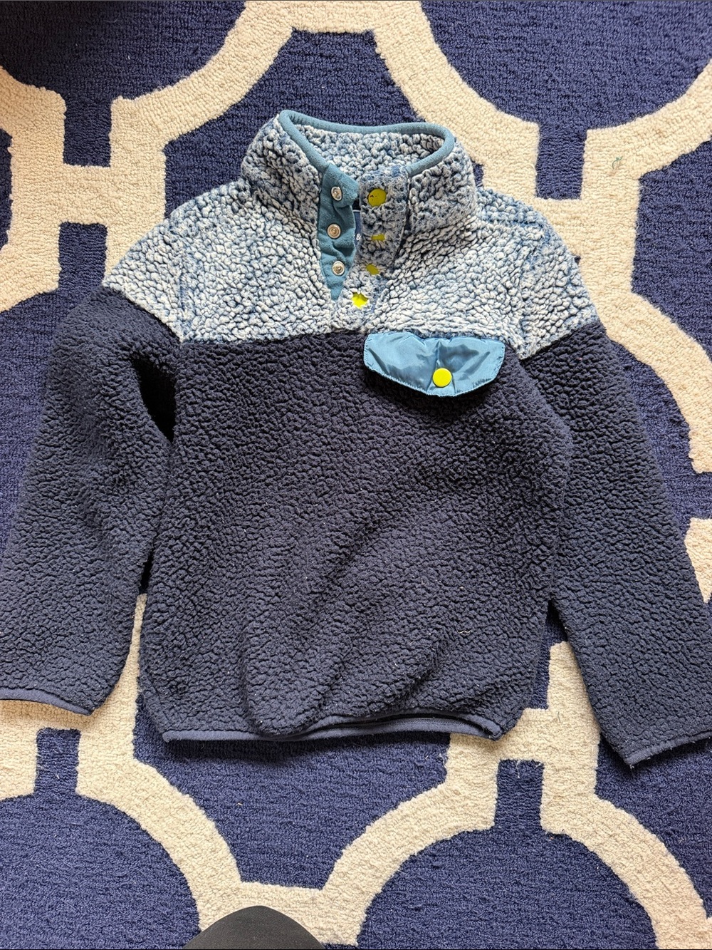Andy & Evan Navy and Light Blue Sherpa Snap Pullover